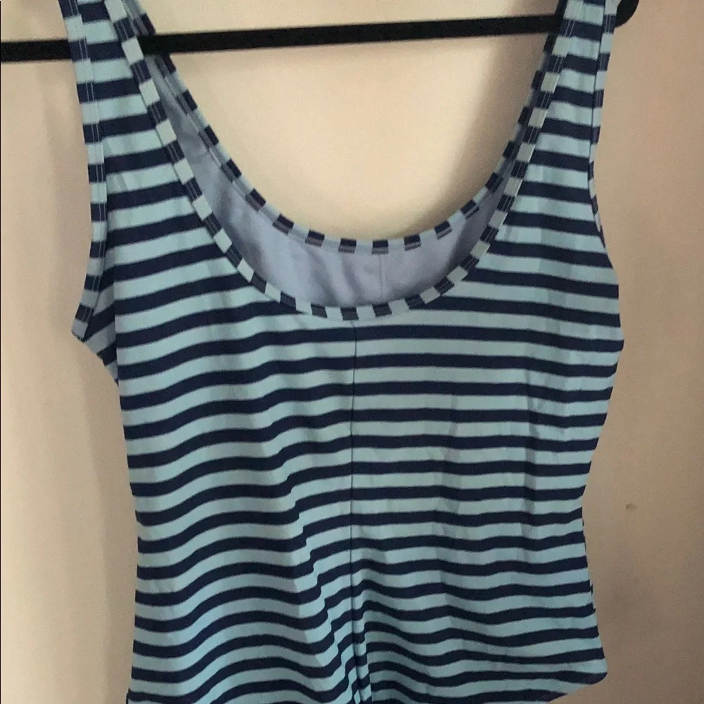 🏊‍♂️🏊‍♀️BASIC EDITIONS Navy and Light Blue Striped Swimsuit 🩱